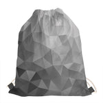Grey Polygonal Geometric Print Drawstring Bag