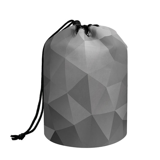Grey Polygonal Geometric Print Drawstring Makeup Bag