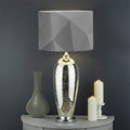Grey Polygonal Geometric Print Drum Lamp Shade