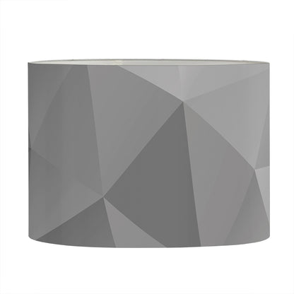 Grey Polygonal Geometric Print Drum Lamp Shade