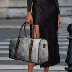 Grey Polygonal Geometric Print Duffle Bag