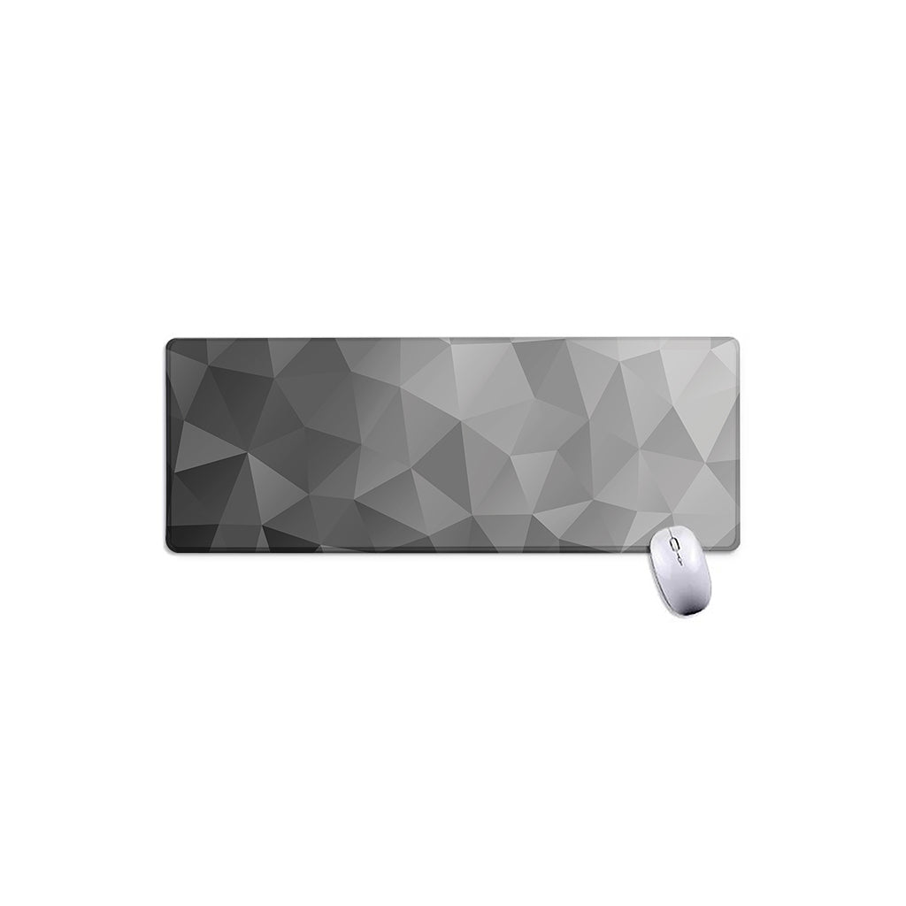 Grey Polygonal Geometric Print Extended Mouse Pad