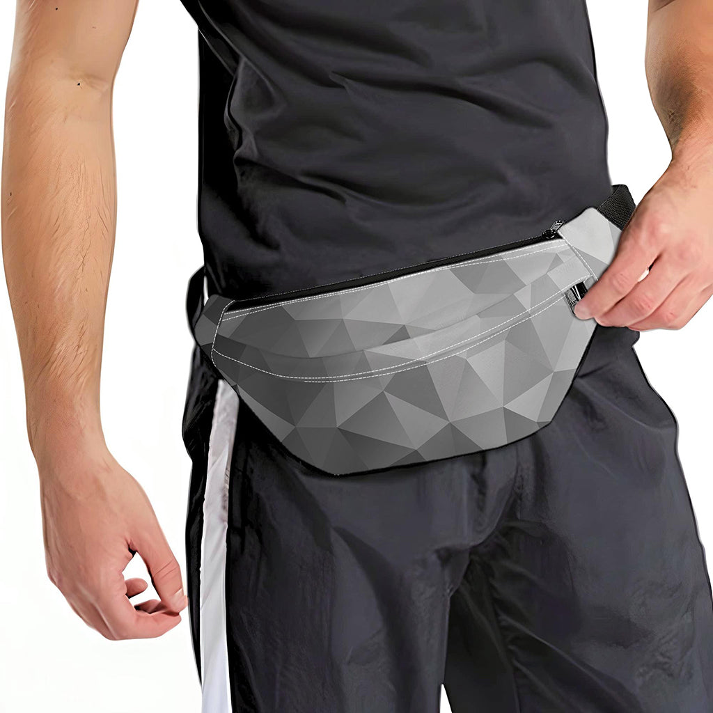 Grey Polygonal Geometric Print Fanny Pack