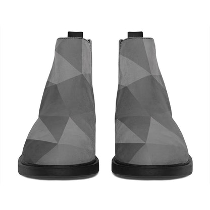 Grey Polygonal Geometric Print Flat Ankle Boots
