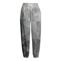 Grey Polygonal Geometric Print Fleece Lined Knit Pants