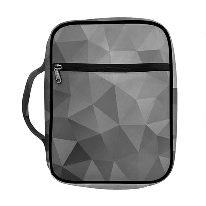 Grey Polygonal Geometric Print Front Pocket Bible Bag
