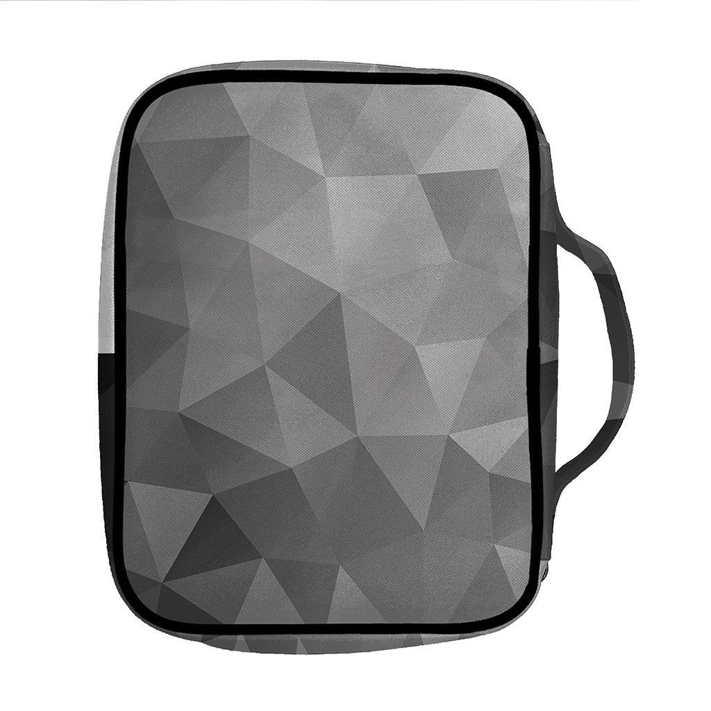 Grey Polygonal Geometric Print Front Pocket Bible Bag