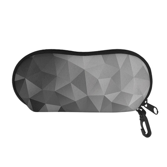 Grey Polygonal Geometric Print Glasses Case