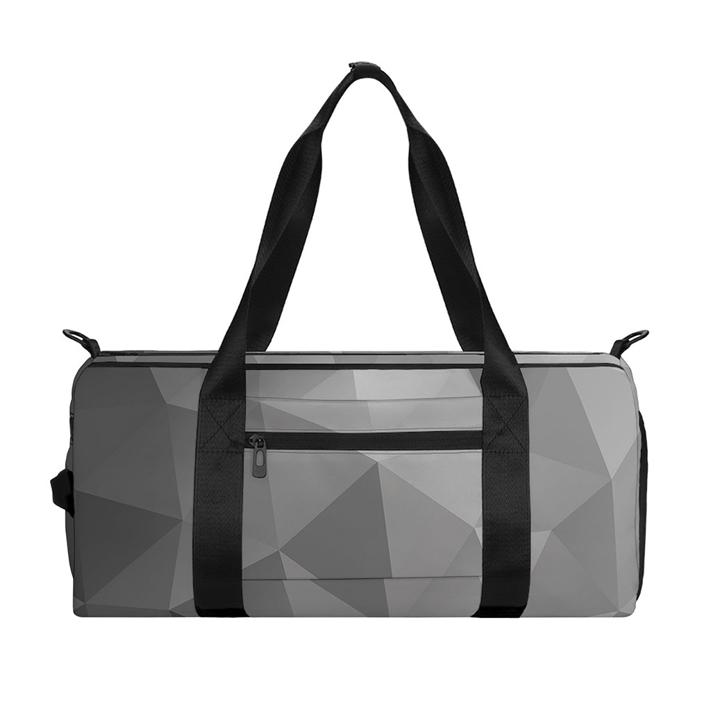 Grey Polygonal Geometric Print Gym Bag
