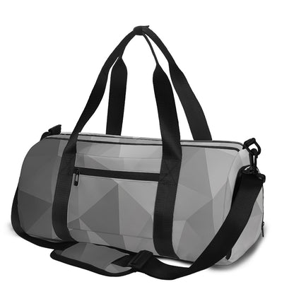 Grey Polygonal Geometric Print Gym Bag
