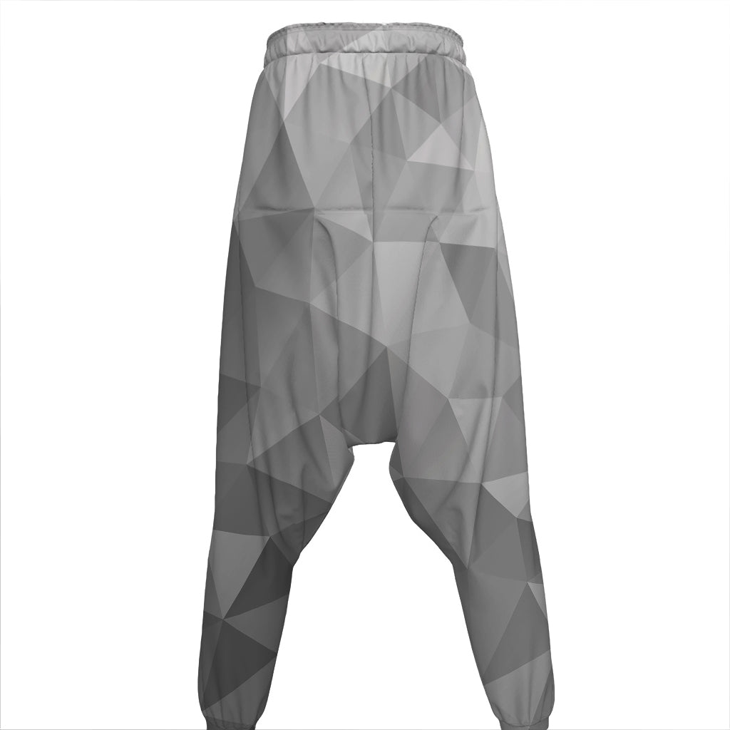 Grey Polygonal Geometric Print Hammer Pants