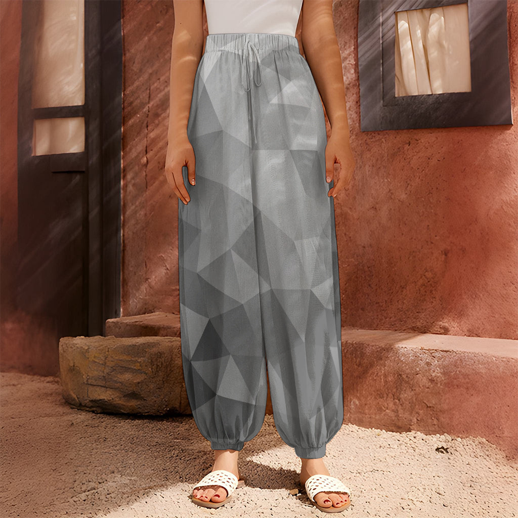 Grey Polygonal Geometric Print Harem Pants