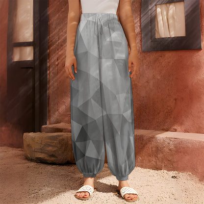 Grey Polygonal Geometric Print Harem Pants