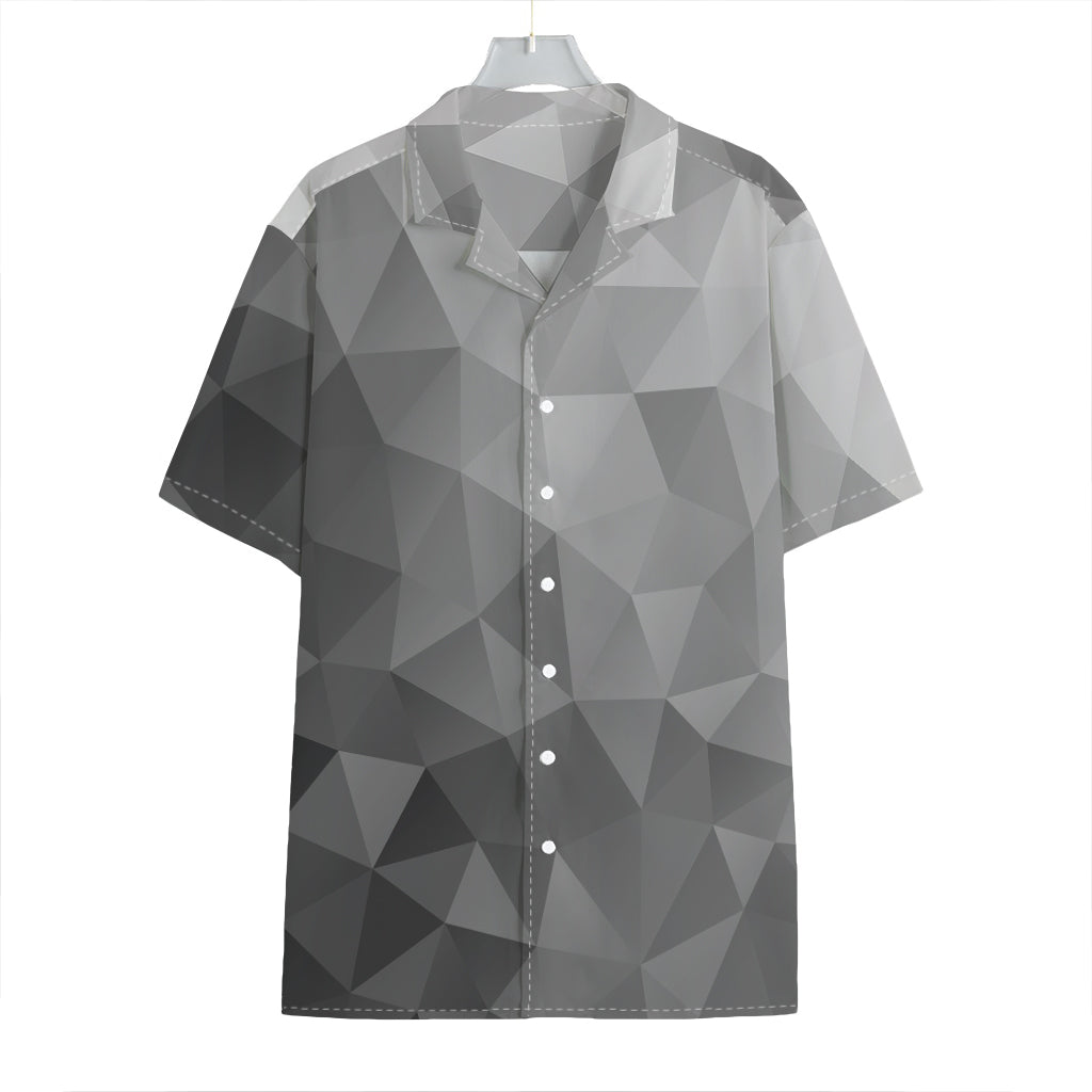 Grey Polygonal Geometric Print Hawaiian Shirt