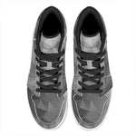 Grey Polygonal Geometric Print High Top Leather Sneakers