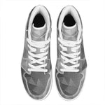 Grey Polygonal Geometric Print High Top Leather Sneakers