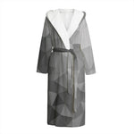 Grey Polygonal Geometric Print Hooded Bathrobe