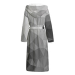 Grey Polygonal Geometric Print Hooded Bathrobe