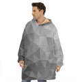 Grey Polygonal Geometric Print Hoodie Blanket