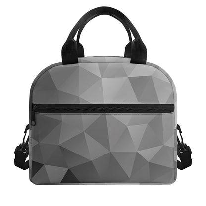 Grey Polygonal Geometric Print Insulated Lunch Bag