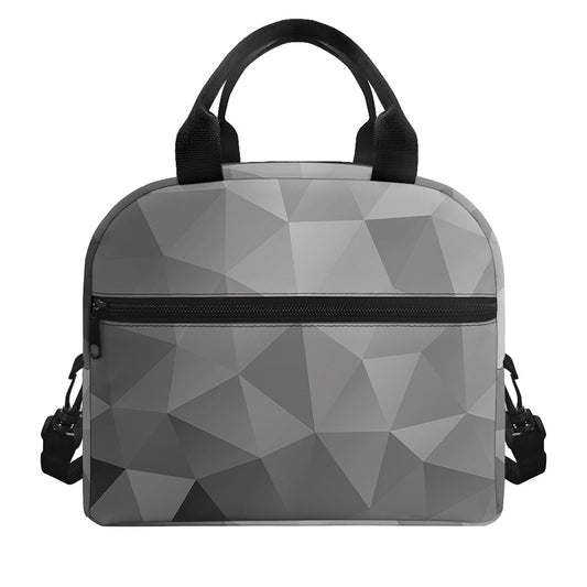 Grey Polygonal Geometric Print Insulated Lunch Bag