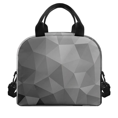 Grey Polygonal Geometric Print Insulated Lunch Bag