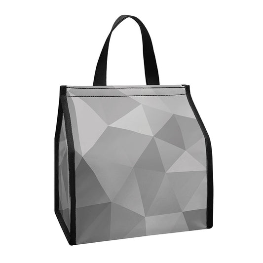 Grey Polygonal Geometric Print Insulated Lunch Tote