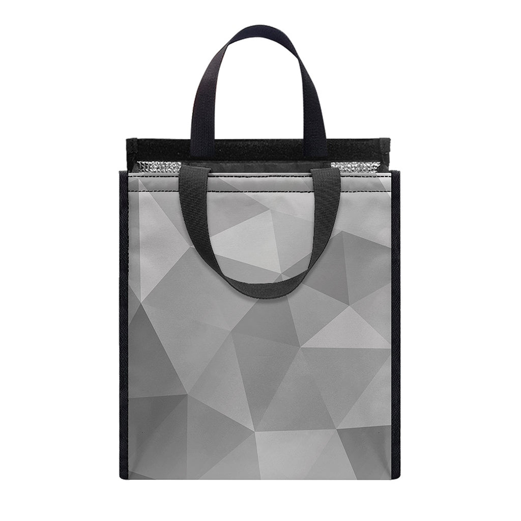 Grey Polygonal Geometric Print Insulated Lunch Tote