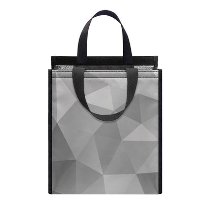 Grey Polygonal Geometric Print Insulated Lunch Tote