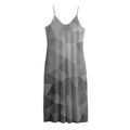 Grey Polygonal Geometric Print Jersey Midi Cami Dress