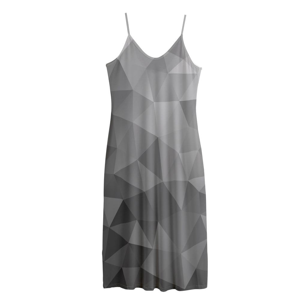 Grey Polygonal Geometric Print Jersey Midi Cami Dress