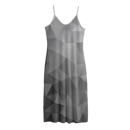Grey Polygonal Geometric Print Jersey Midi Cami Dress
