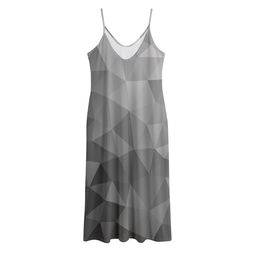 Grey Polygonal Geometric Print Jersey Midi Cami Dress