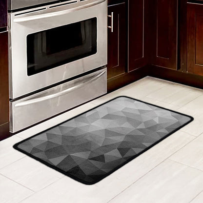 Grey Polygonal Geometric Print Kitchen Mat