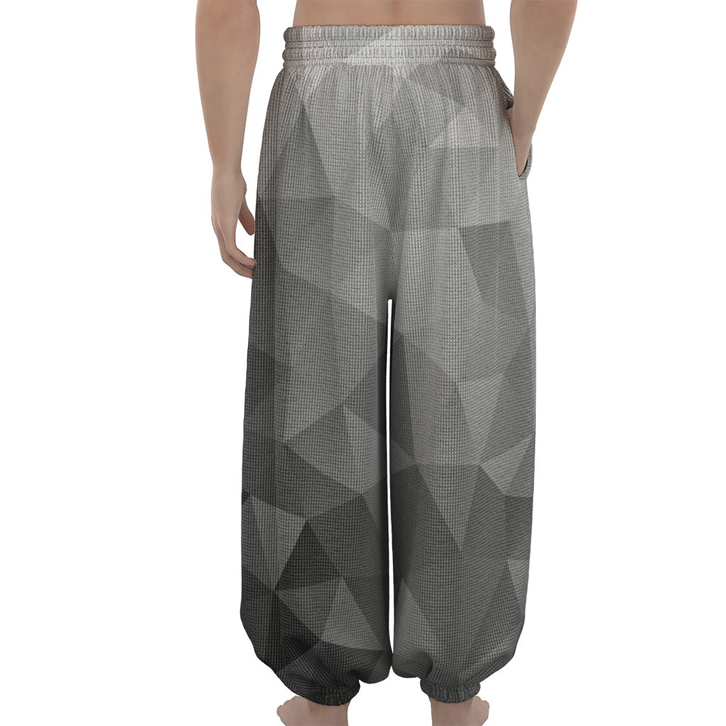 Grey Polygonal Geometric Print Lantern Pants