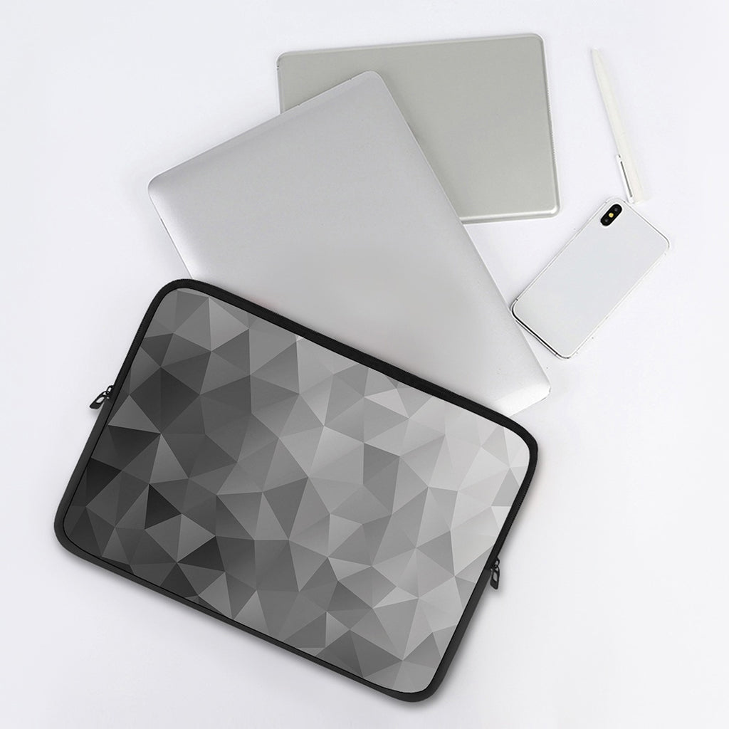 Grey Polygonal Geometric Print Laptop Sleeve