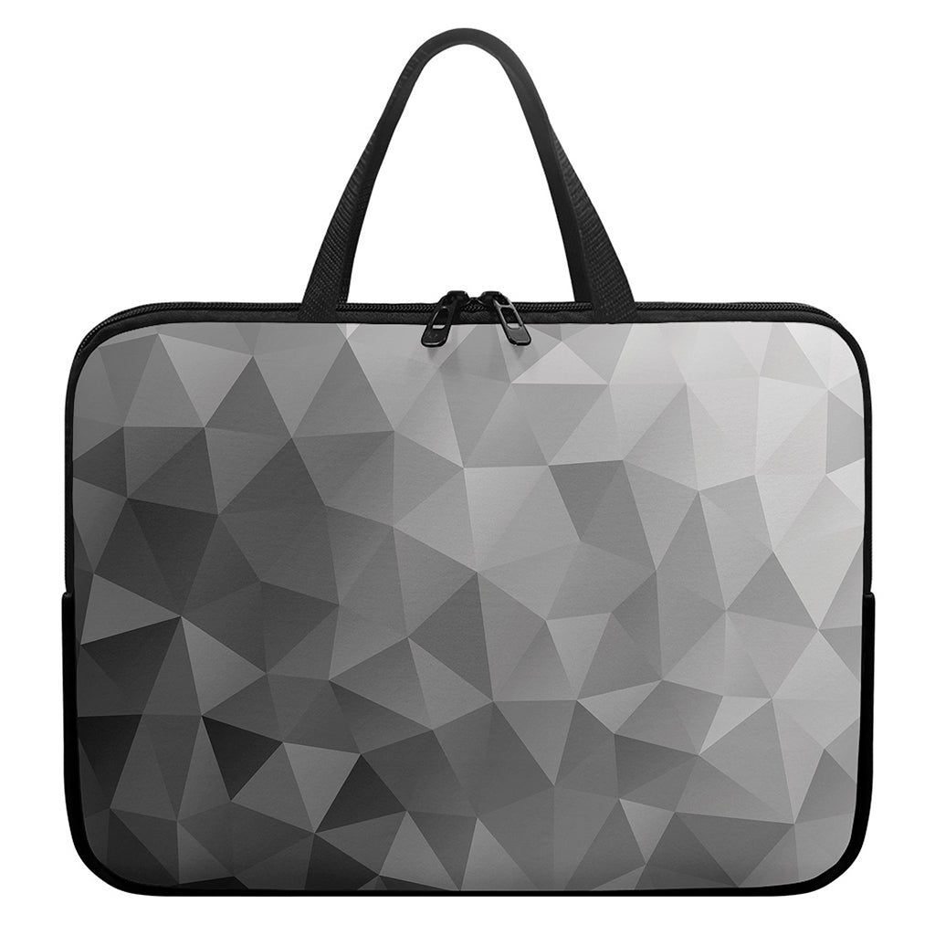 Grey Polygonal Geometric Print Laptop Sleeve With Handle