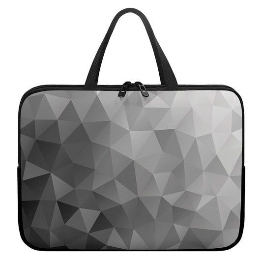 Grey Polygonal Geometric Print Laptop Sleeve With Handle
