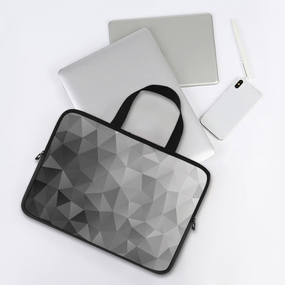 Grey Polygonal Geometric Print Laptop Sleeve With Handle