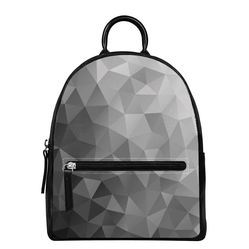 Grey Polygonal Geometric Print Leather Backpack