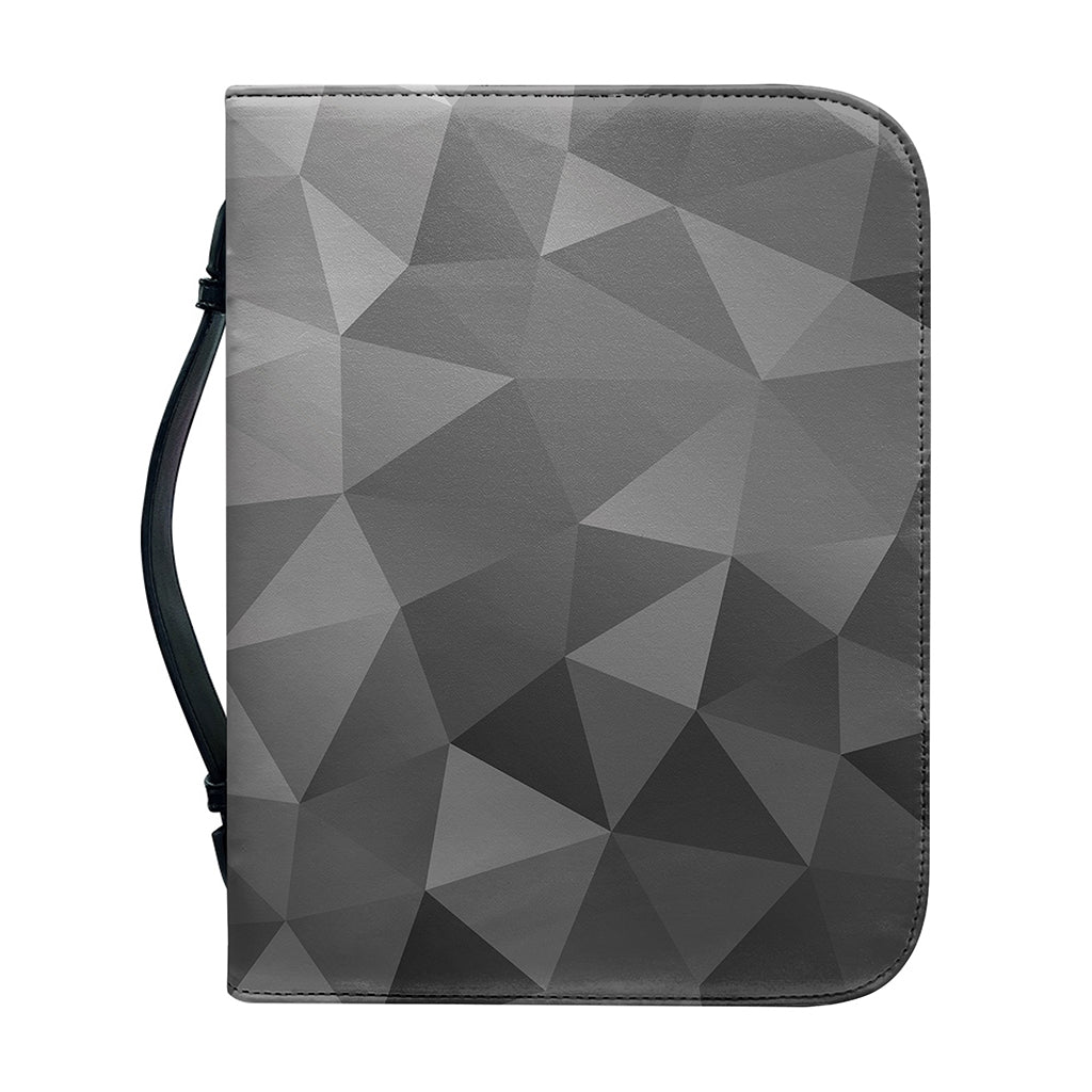Grey Polygonal Geometric Print Leather Bible Cover