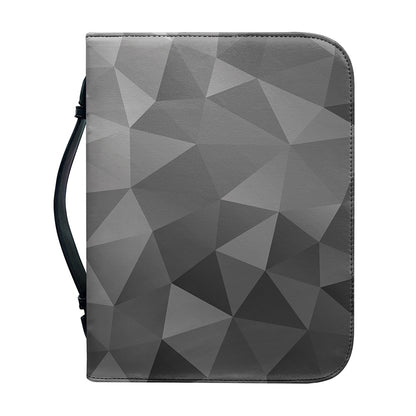 Grey Polygonal Geometric Print Leather Bible Cover