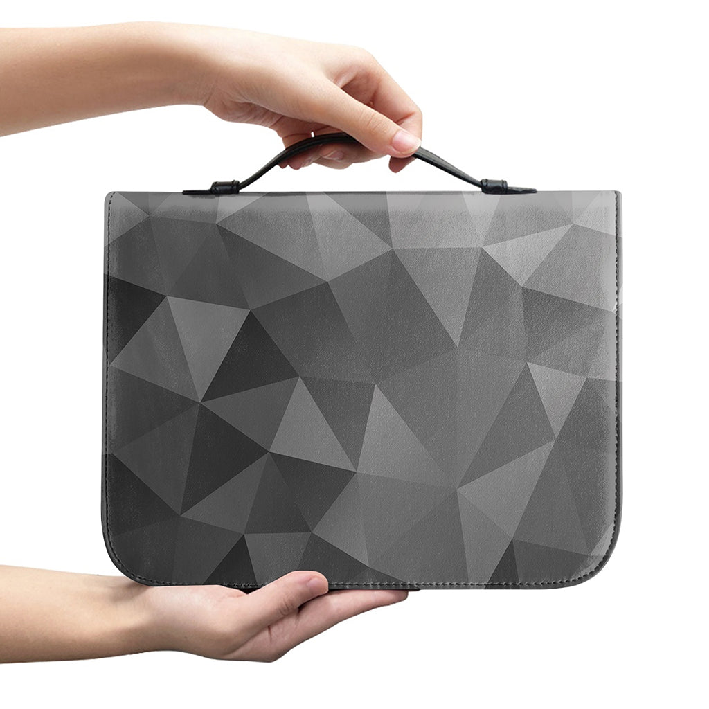 Grey Polygonal Geometric Print Leather Bible Cover
