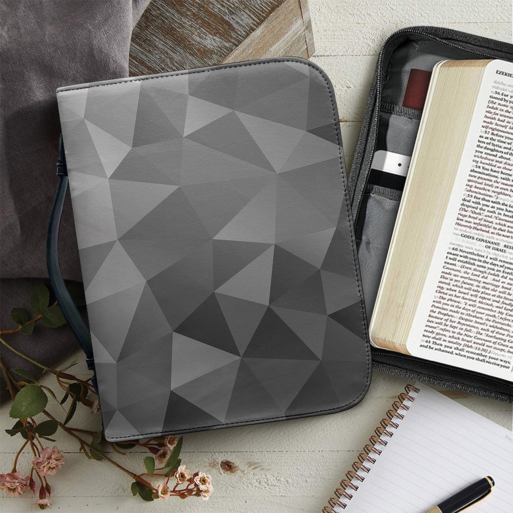 Grey Polygonal Geometric Print Leather Bible Cover