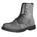 Grey Polygonal Geometric Print Lace-Up Boots