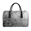 Grey Polygonal Geometric Print Leather Duffel Bag
