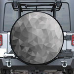 Grey Polygonal Geometric Print Leather Spare Tire Cover