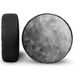 Grey Polygonal Geometric Print Leather Spare Tire Cover