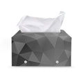 Grey Polygonal Geometric Print Leather Tissue Box Cover