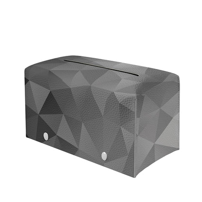 Grey Polygonal Geometric Print Leather Tissue Box Cover